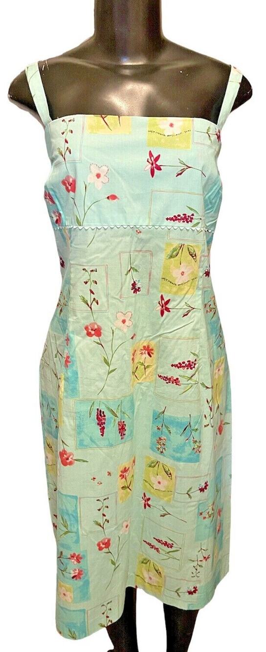Size 16 Yves Cossette Depeche Mode Floral Sundress Turquoise New
